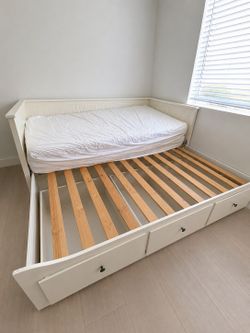 IKEA hemnes day bed with 3 drawers and 2 twin mattresses