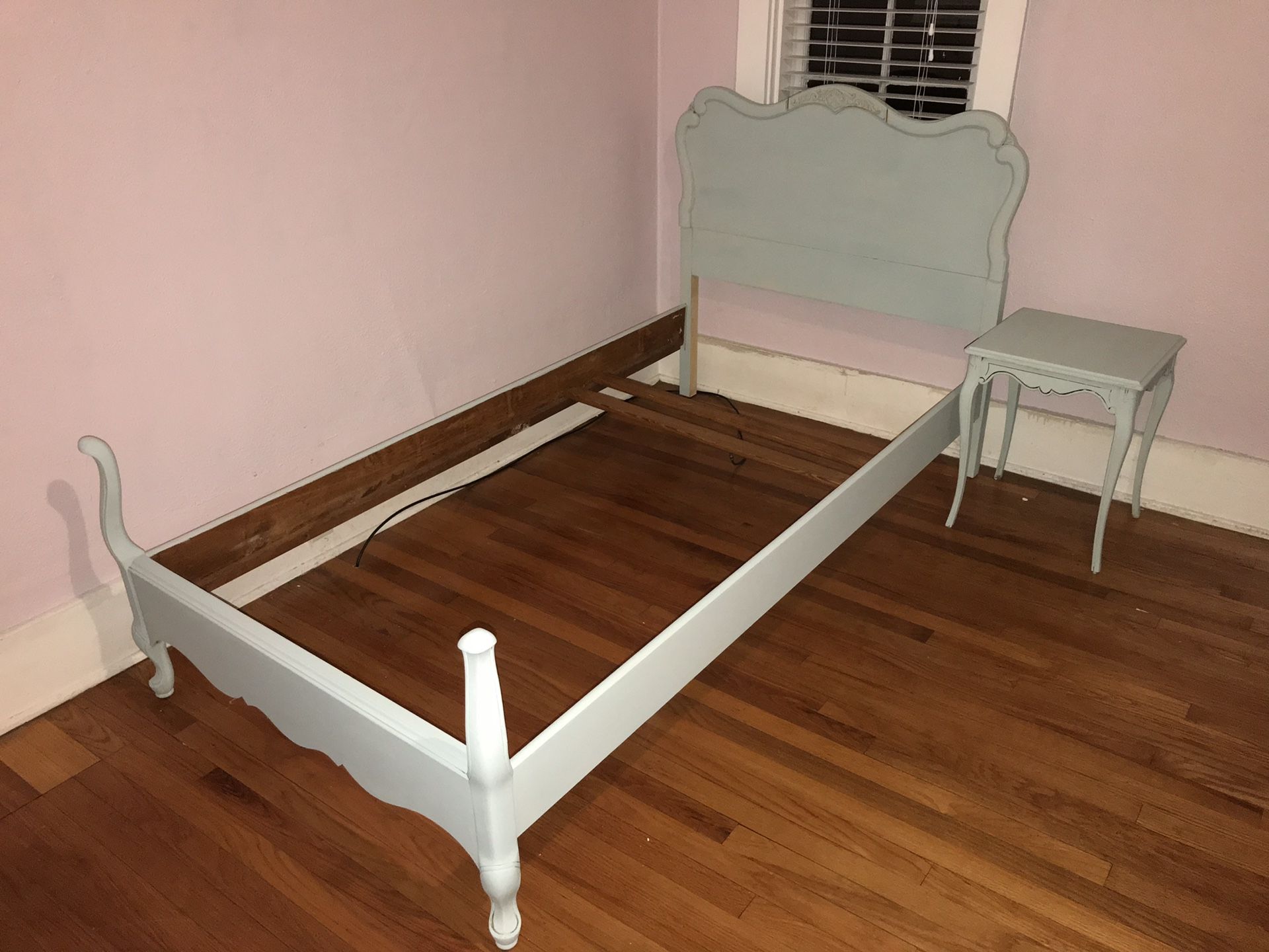 Twin Bed and Nightstand Antique Shabby Chic Farmhouse Chalk Paint