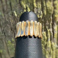 Vintage Jewelry 14k solid yellow gold spike wedding band ring size 5.00