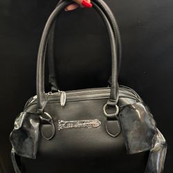 Lux De Ville Black & Black Double Bow Tote new