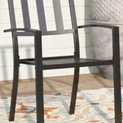 Black Metal Patio Chair Set 2 Chairs