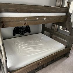 Twin Over Full Bunk, Bed Set With Stairs And Desk