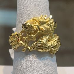 24k Yellow Gold | D/C Dragon 🐉 Ring