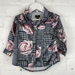 FIRETRAP Girls Rose Print Satin Feel Shirt 12-18 Months