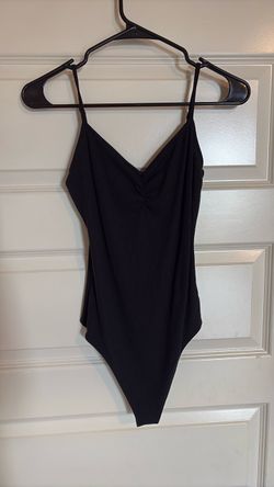 American Eagle Black Ribbed V-Neck Bodysuit