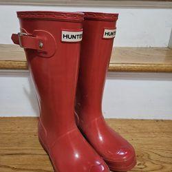 Size 1 Kids Red Hunter Rain Boots