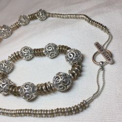 Sigrid Olson Metallic Two Toned filigree Necklace and Bracelet Set