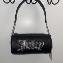 NWT Black juicy couture barrel bag With Pearl Embellishing 