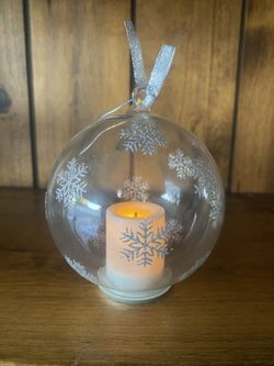 2 Candle Impressions Gold Snowflake Glass Ornament 