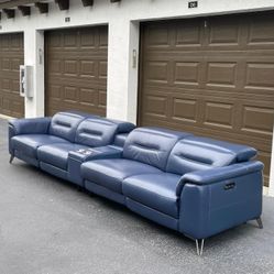 🛋️ Couch/Sofa Recliners - 5 Months Old - Blue - Real Leather - Delivery Available 🚛