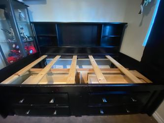 TWIN CAPTAIN BED REAL WOOD BLACK  WITH DRAWERS AND STORAGE UNDERNEATH WILL NOT REPLY TO IS IT STILL AVAILABLE