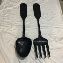 Pottery  Barn   Large   Fork   and   Spoon   Metal  Cast. Aluminum Wal 