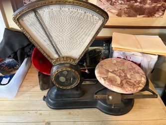 Marble top antique store scale ⚖️ " STRUBLEE"