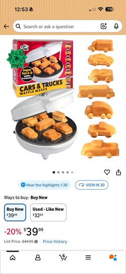 Waffle Wow Car & Truck Waffle Maker