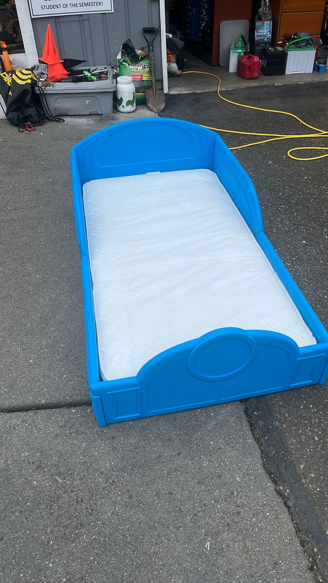 Blue Toddler Bed With Crib Matress