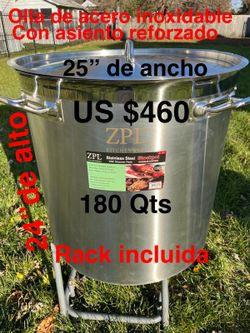 Olla Súper Grande De Acero Inoxidable Grueso 180 Qts