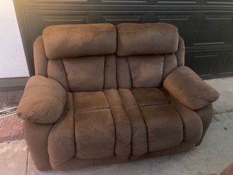 Brown Fabric Reclining Loveseat