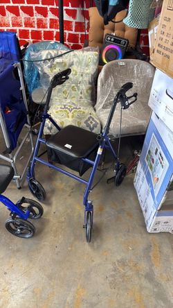 Blue 3-Wheel Rollator Walker with Seat
