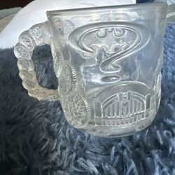 "Vtg 1995 McDonald's Batman Forever Two-Face & Riddler Collectible Glass Mug"
