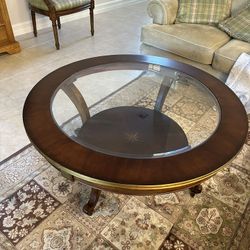 Round Glass Coffee Table  With 2 Matching Set End Tables