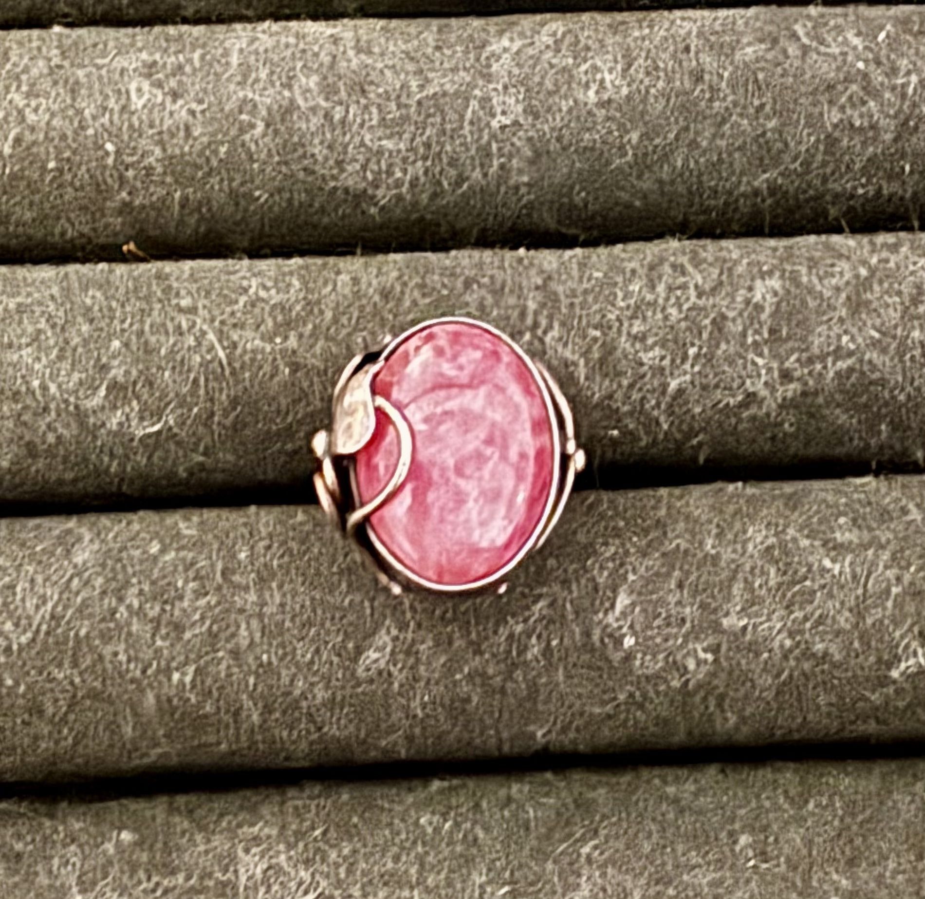 Antique Rose Quartz Sterling Silver Ring