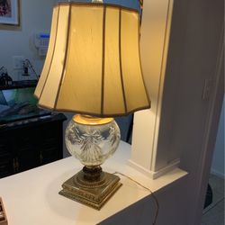 Two antique brass Crystal lamps for table top