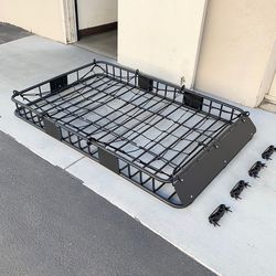 (NEW) $160 Roof Rack Basket w/ Cargo Net, Universal Fit 64x39” Car Top Luggage Carrier 150 LBS max