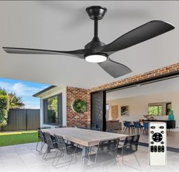 Depuley 52-Inch Ceiling Fan with Light: Black 3 Blade Outdoor Fans for Patios - Dimmable Indoor Fan with Remote Control Fandelier for Living Room Bedr