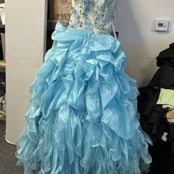 OBO Disney Royal Ball Quinceanera Dress Aqua/Nude Color