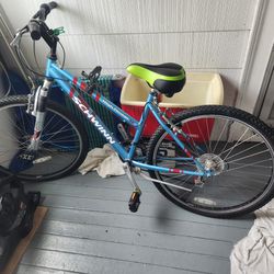 Used Mountain bike with a stationary bike workout stand.