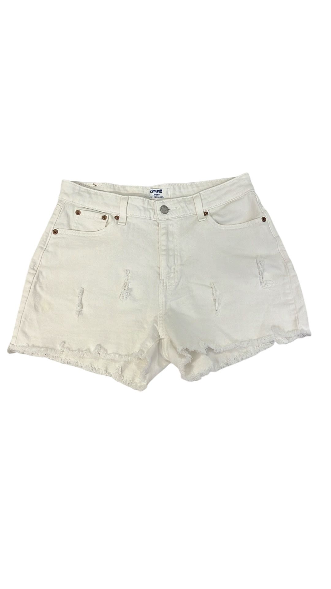 Denizen from Levi's High-Rise White Distressed Shorts, Size 10 30W