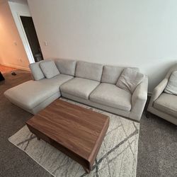Grey Sectional/ Chaise Sofa 