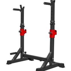 Adjustable Squat Rack Stand, Barbell Rack, Dip Bar Station
