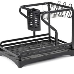 ALLC Dish Drying Rack Dish Rack with Cup Holder Small Draining Rack Multifunctional Kitchen Storage Rack Integrated Tableware Storage Rack Dish Racks 