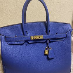 Hermes Birkin Bag 25cm Blue Electric Togo Gold Hardware