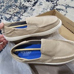 Sperry Big Kid's Salty Washable Sneaker in Khaki size 6