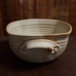 Unique Vintage Burnett Studio Pottery Bowl Stoneware Heart Handles