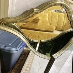 Triple Folding Mirror Gold Trim In Good Condition Asking $275. Obo 
