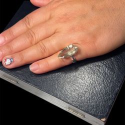 Pear-Shaped Green Amethyst Ring – Size 5 – Sterling Silver – 6.20g