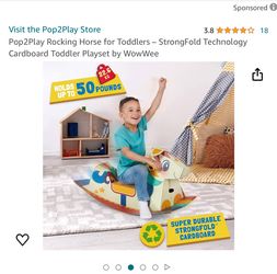 Pop2Play Rocking Horse for Toddlers - StrongFold Technology Cardboard Toddler Playset by WowWee