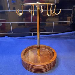Solid Wood/gold Metal Coffee Mug Holder/ Necklace Holder 