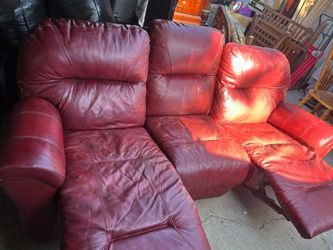 Red Leather Recliner Sofa Set