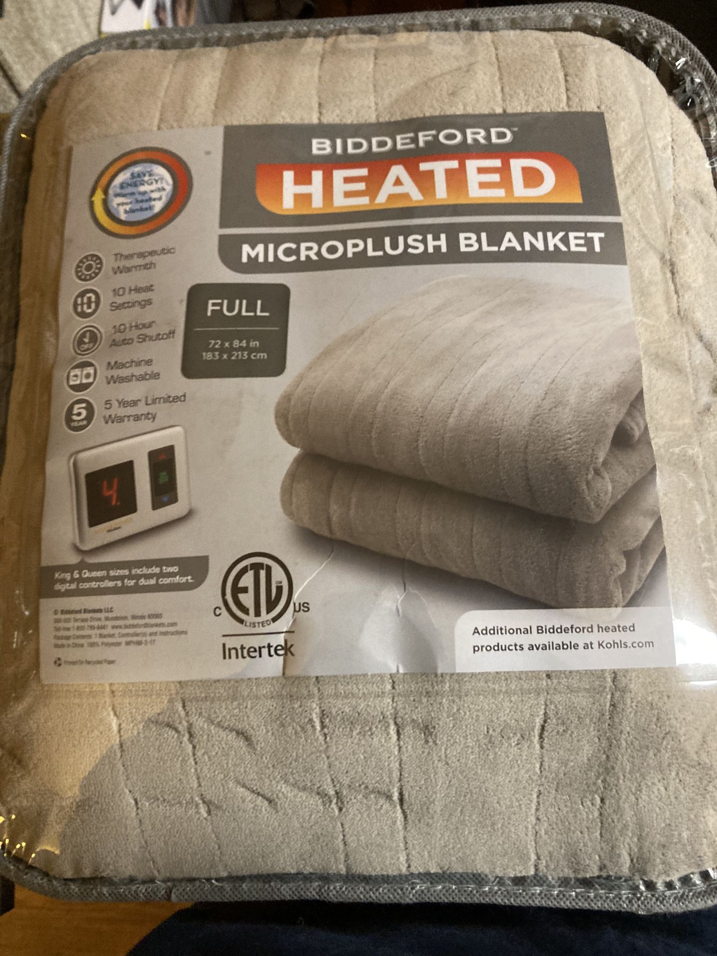 Biddeford Heated Micro plush Blanket