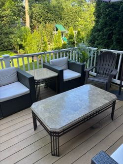 Beige Emperador Styled Marble Table and Side Table