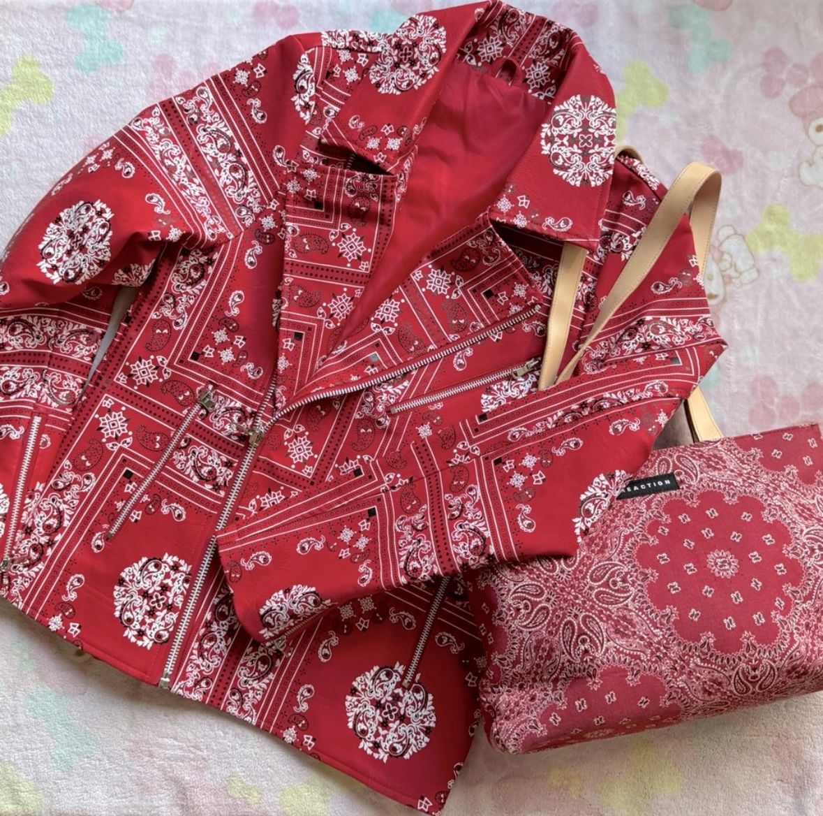 Paisley red bandanna style print jacket and bag (Kenneth Cole Reaction) set NEW