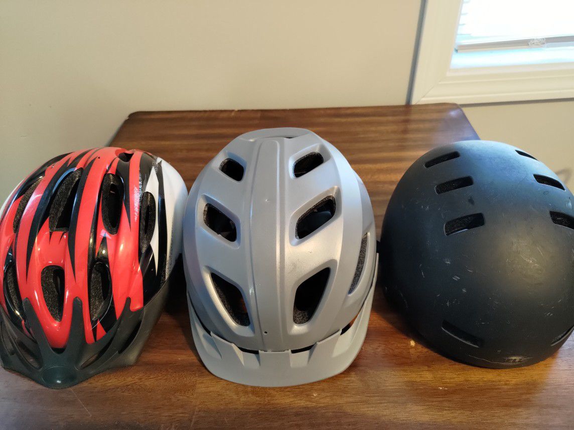 3 Unique Kid's Bike Helmets, With LED Safety Features, Good Condition!