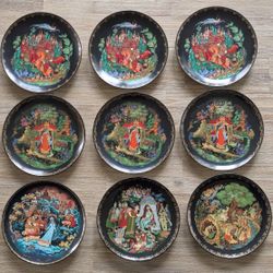 True Art Of Russian Fairy Tales 1989, Palekh hand crafted & Painted Porcelain collectable plates, 8". READ MY COMMENTS BELOW. AND THANK YOU