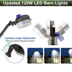 LLLED120W LED Barn Lights Adjustable Angle with Monuting Arm 18000lm Dusk to Dawn LED Outdoor Security Lights with Photocell Area Lighting 5000K LED 　