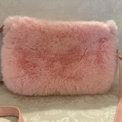 Pink Faux Fur Shoulder Bag
