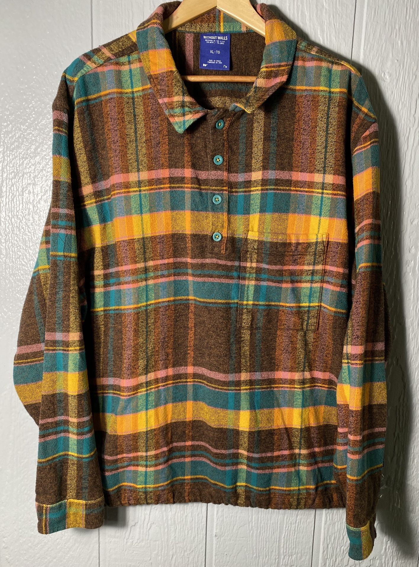 Without Walls Urban Outfitters PLAID POPOVER OVERSHIRT -XL